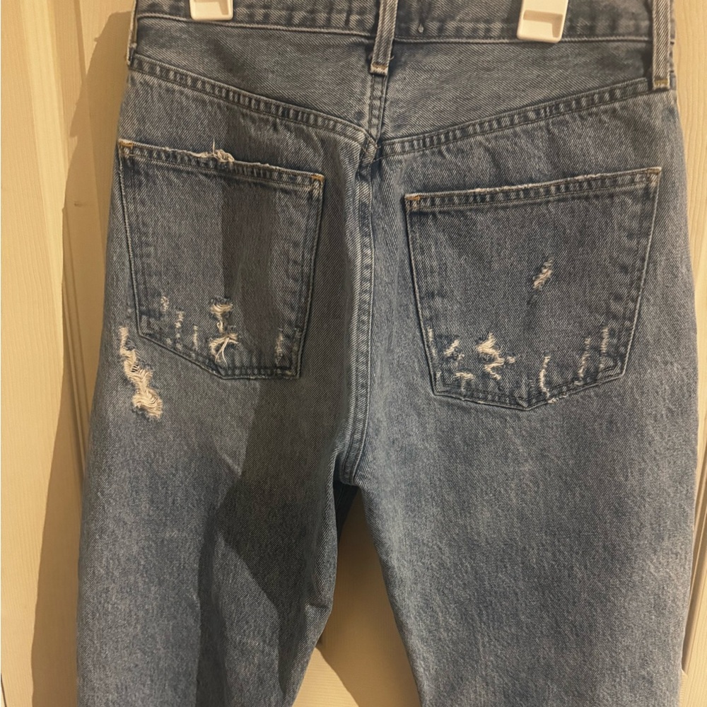 AGOLDE 90's High Rise Pinch Waist Straight Jeans Size 27 Button Fly Distressed - Picture 8 of 14